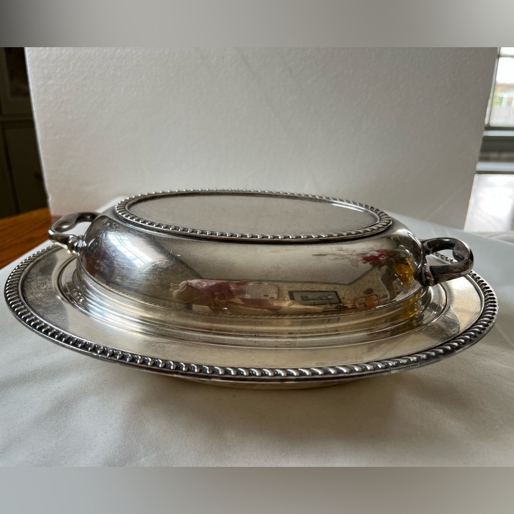 Vintage Elegant Silver Plated Serving Dish with handled lid
